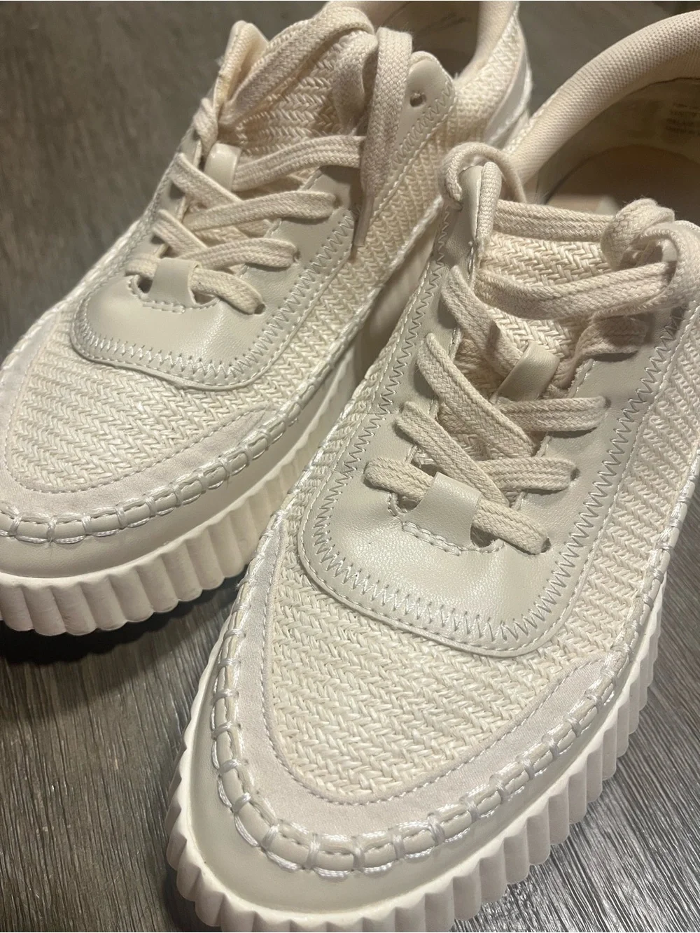 Dolce Vita Denae Cream Woven Platform Sneakers Size 10